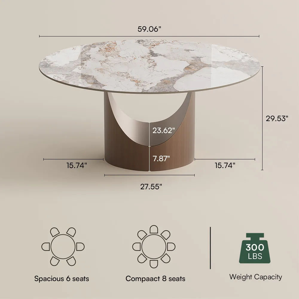 Modern Pandora Glossy Sintered Stone Dining Room Set