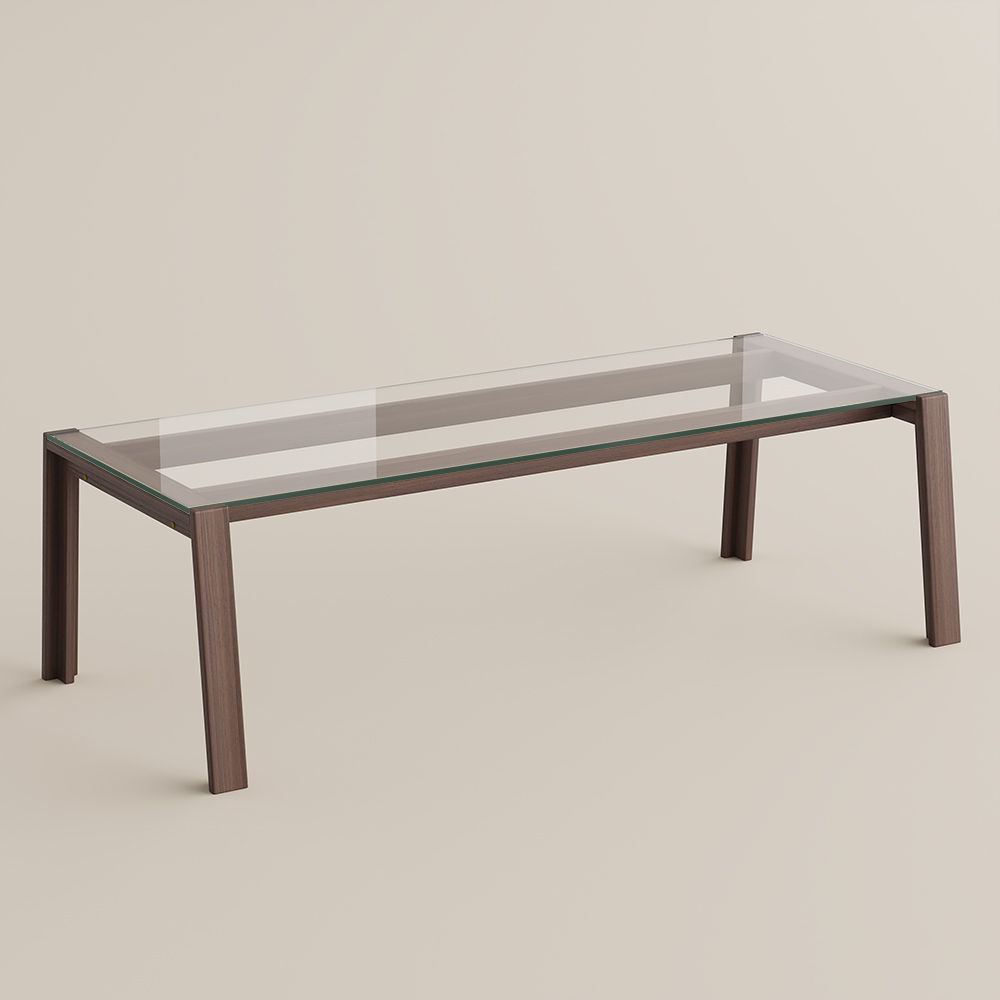 for 8 Transparent & Walnut Glass Dining Tables