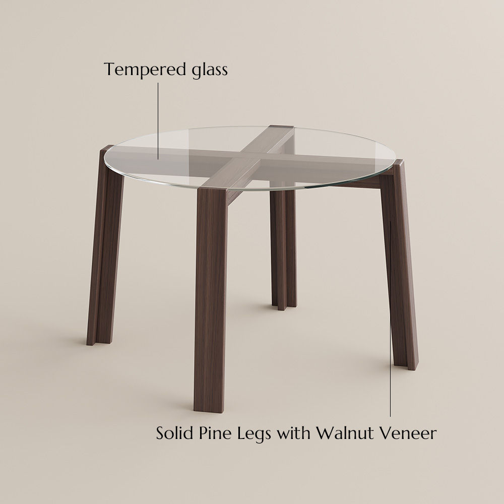 Partial Assembly Required Transparent & Walnut Wood & Glass Dining Tables