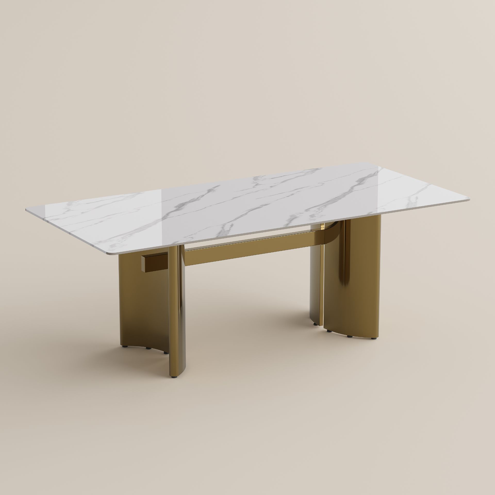 Black White Glossy Sintered Stone Dining Tables