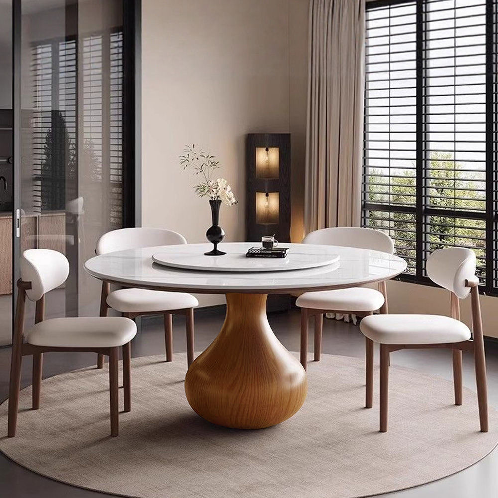 Sintered Stone White & Walnut Sintered Stone & Plywood Dining Tables