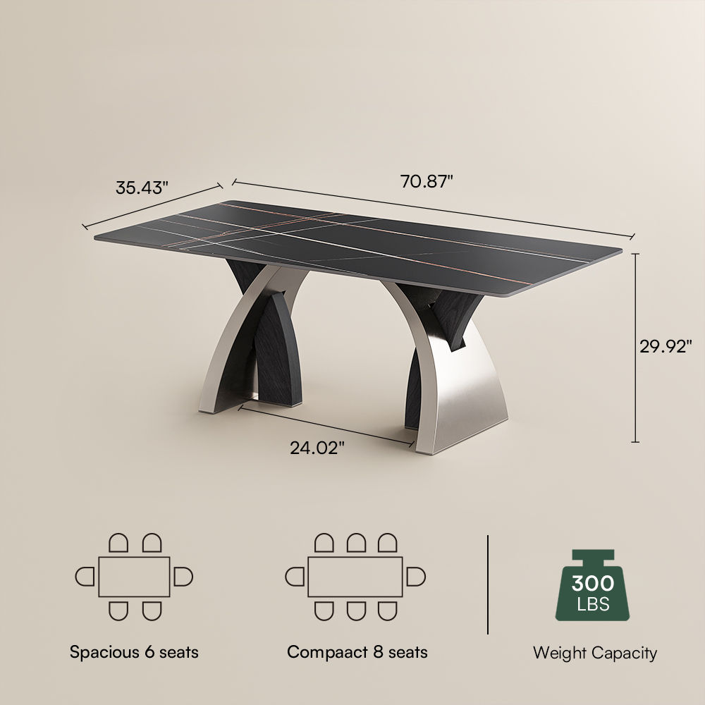 Black Matte Sintered Stone Dining Tables