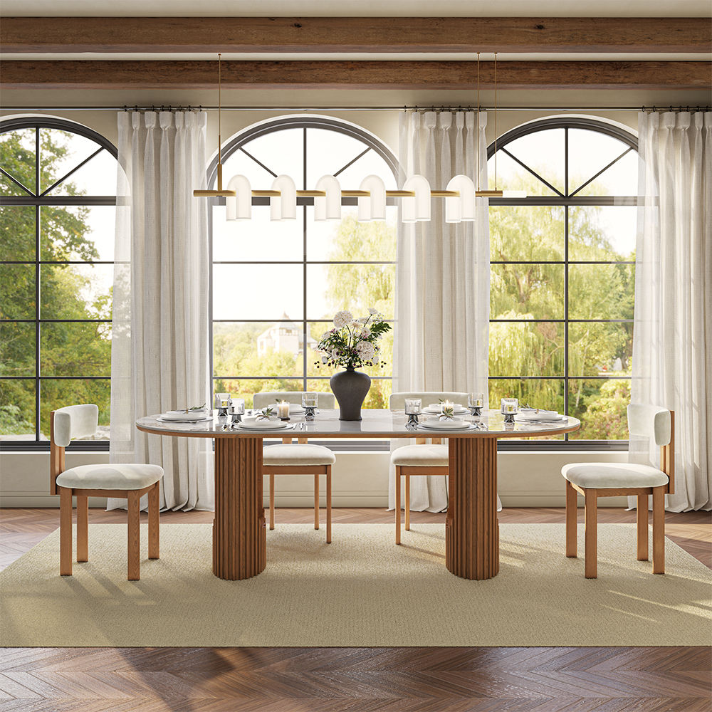 Walnut Color Pandora & Walnut Glossy Sintered Stone Dining Tables