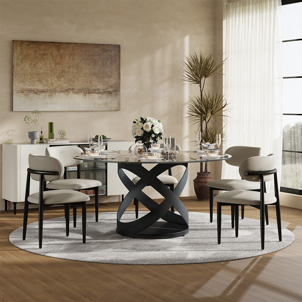 Modern Transparent Glass Tempered Glass Dining Room Set