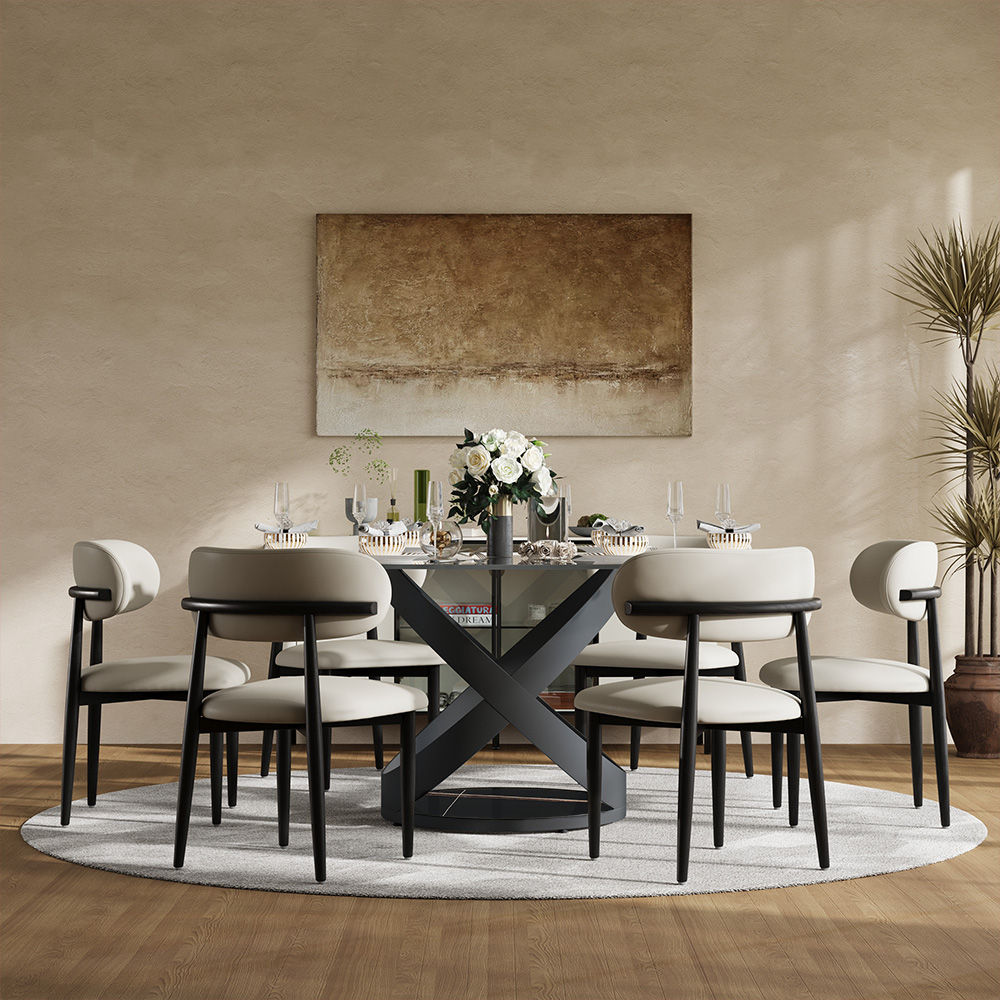 Small Space Clear Tempered Glass Dining Tables