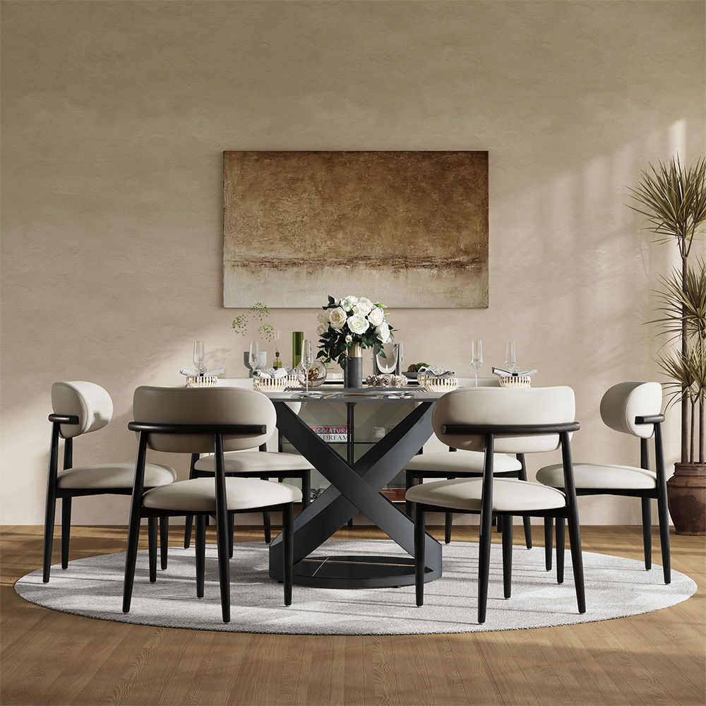 Seats 4 Transparent Glass Tempered Glass Dining Room Set
