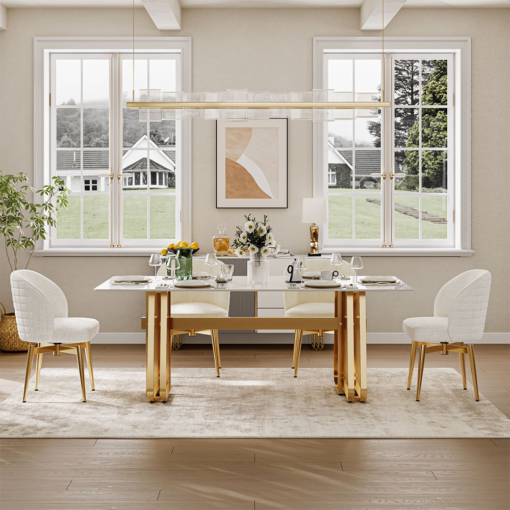Modern Luxury White Glossy Sintered Stone Dining Tables