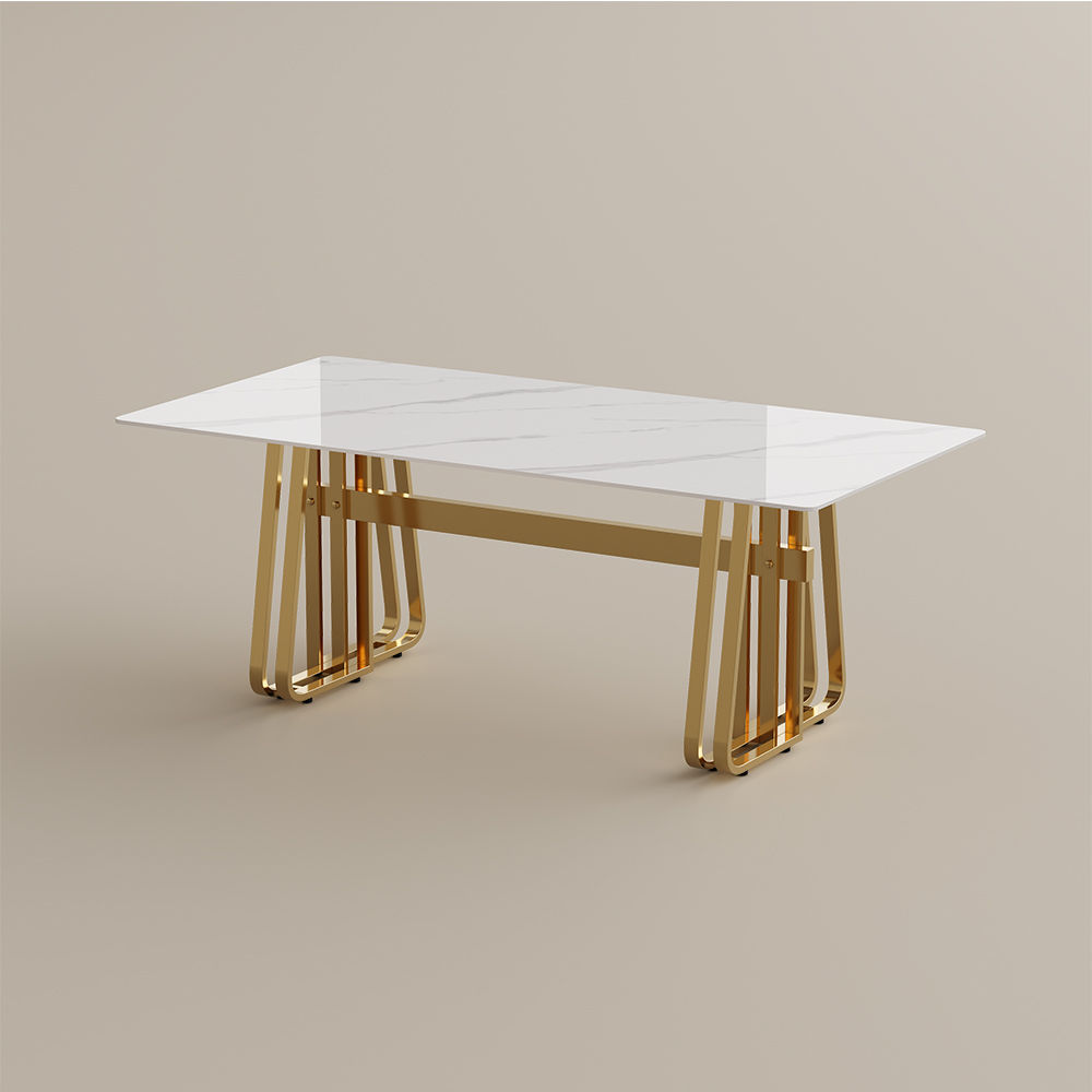 White White Glossy Sintered Stone Dining Tables