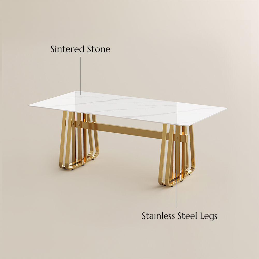 Living Spaces White Glossy Sintered Stone Dining Tables