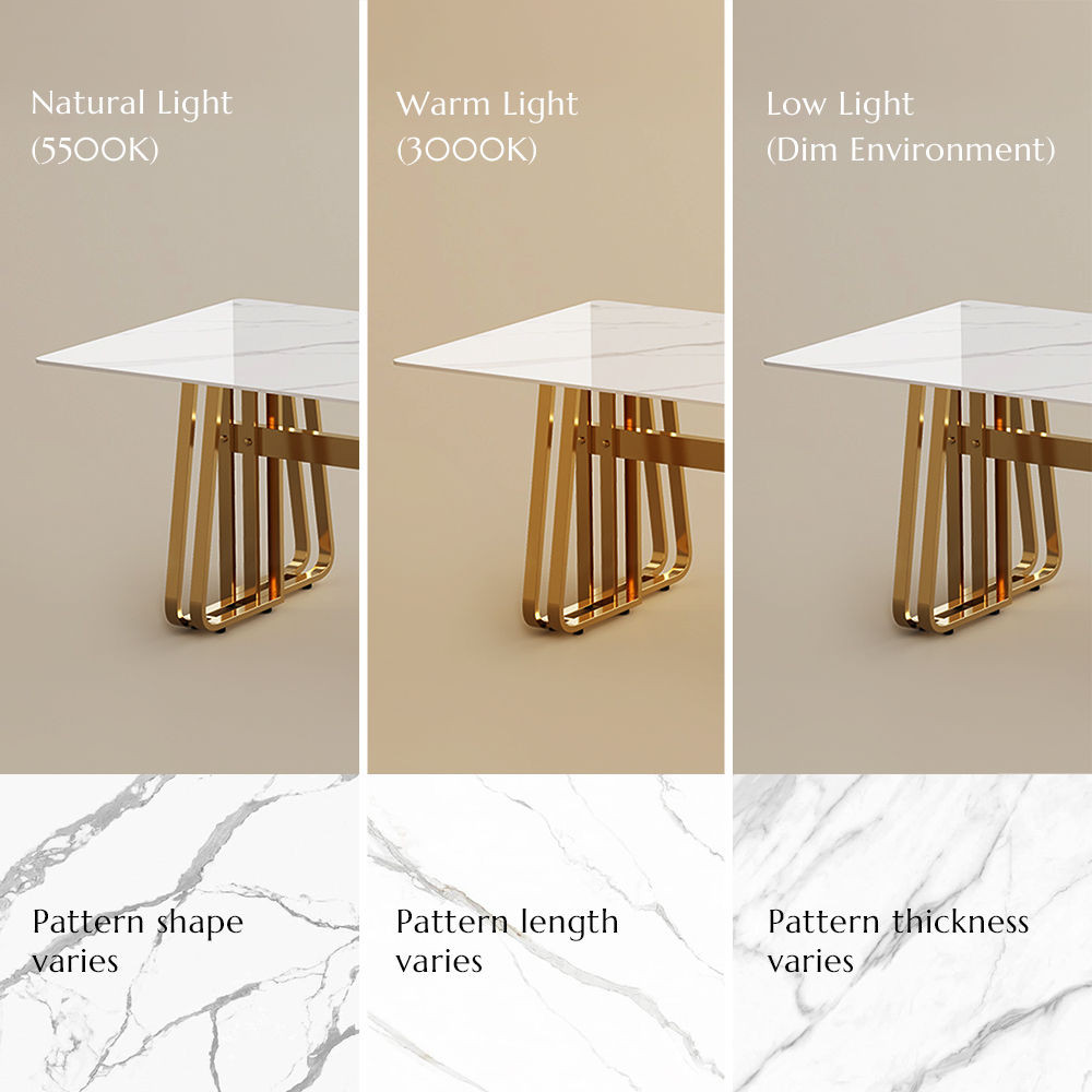 Partial Assembly Required White Glossy Sintered Stone Dining Tables