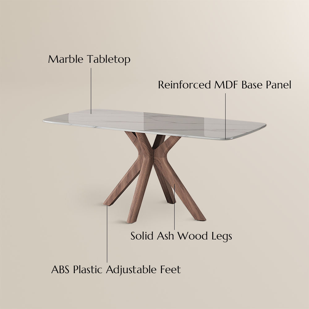 White White & Walnut Marble Dining Tables