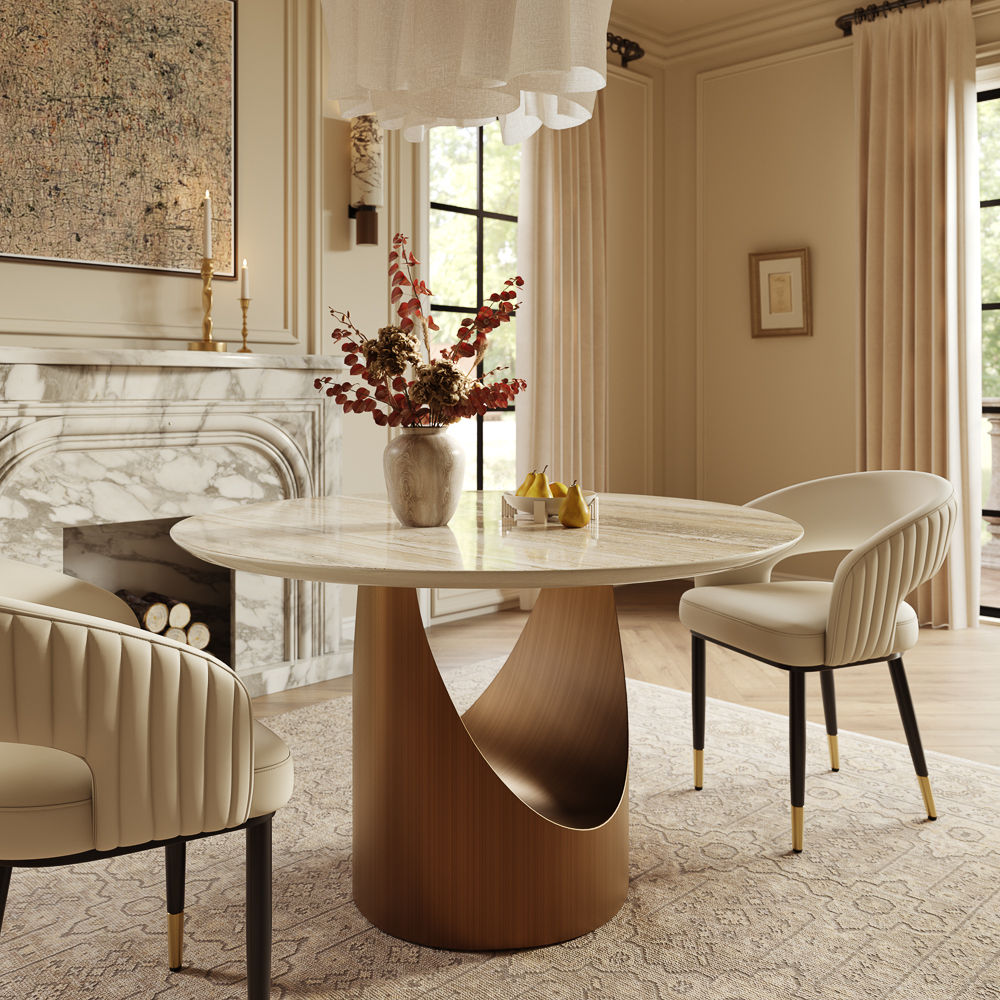 U-Shape Black Natural Marble Dining Tables