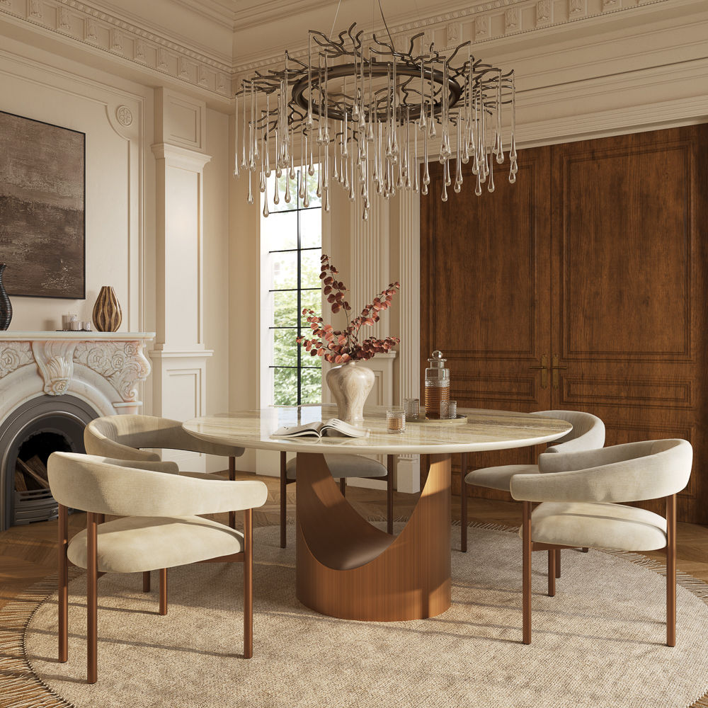 Kitchen Yellow Natural Marble Dining Tables