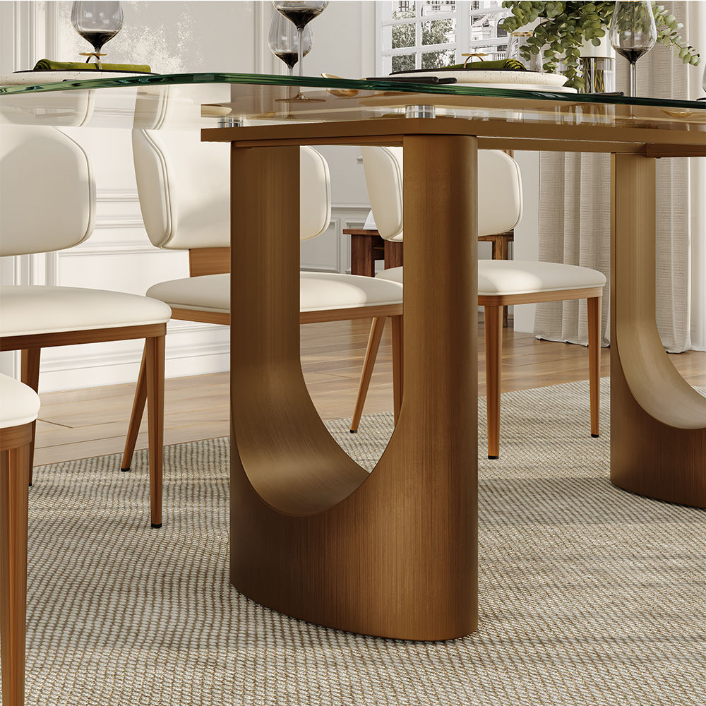 Double Pedestal Clear Glass Dining Tables