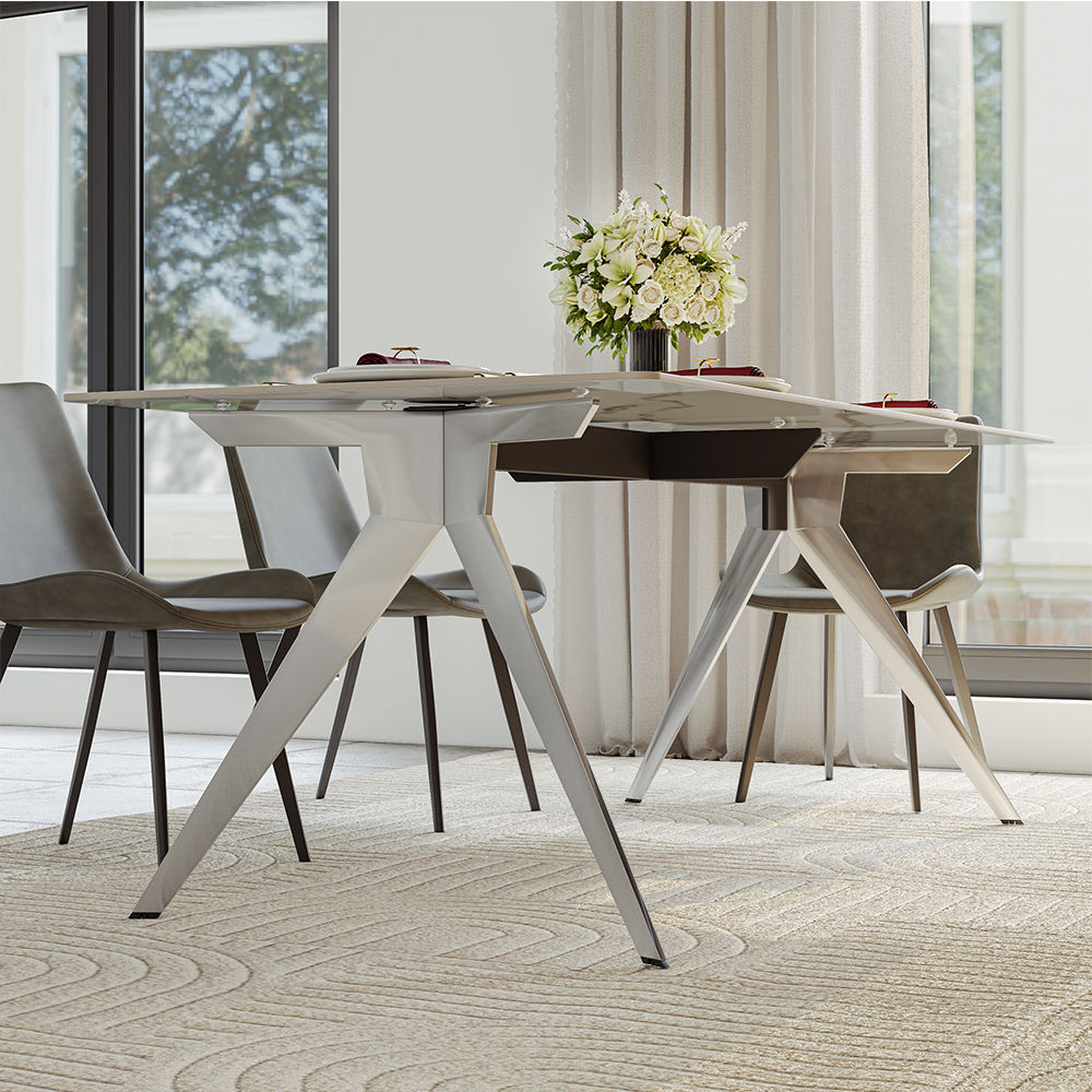 Metal White Sintered Stone Dining Tables