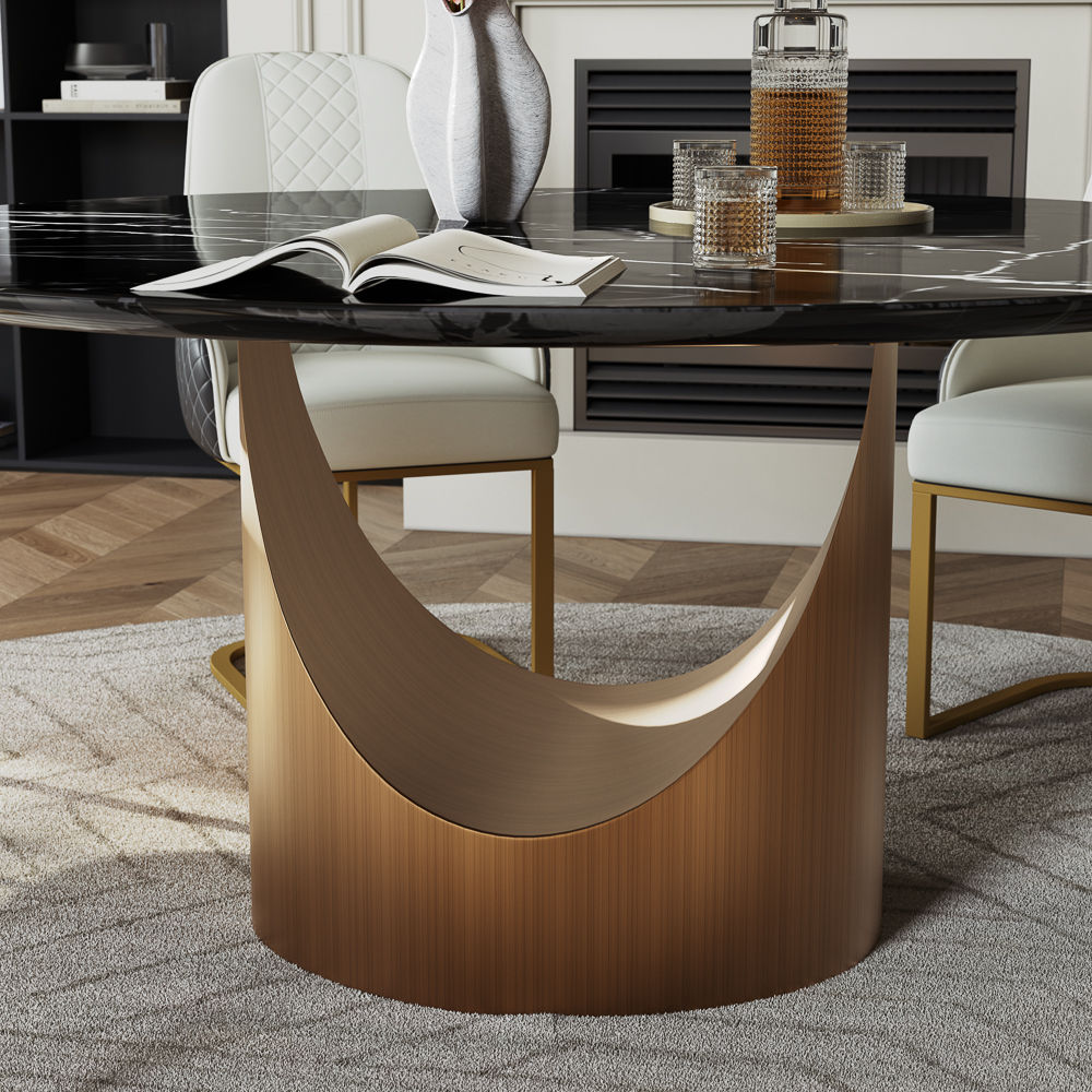 Seats 4 Black Natural Marble Dining Tables
