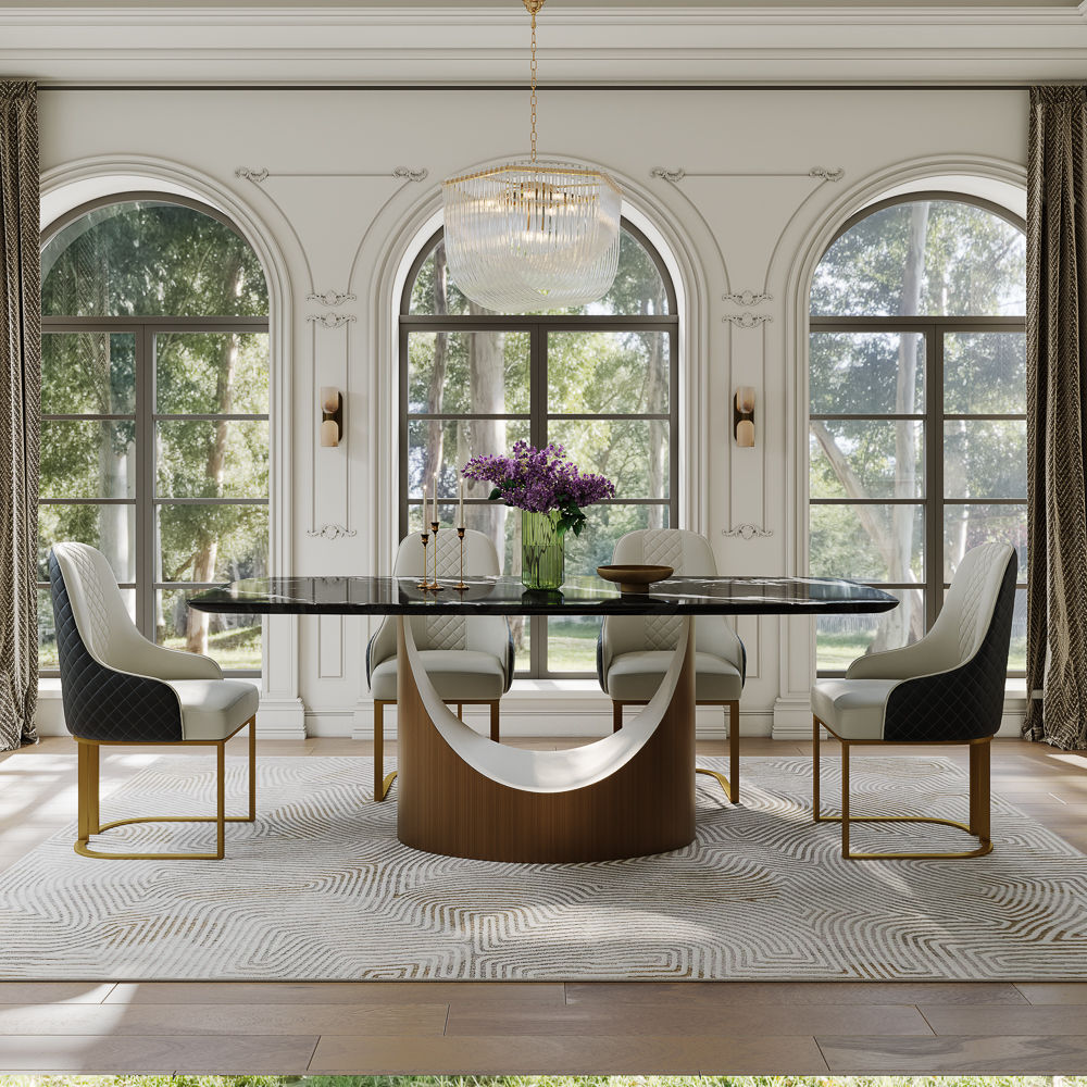 Bronze Black Natural Marble Dining Tables