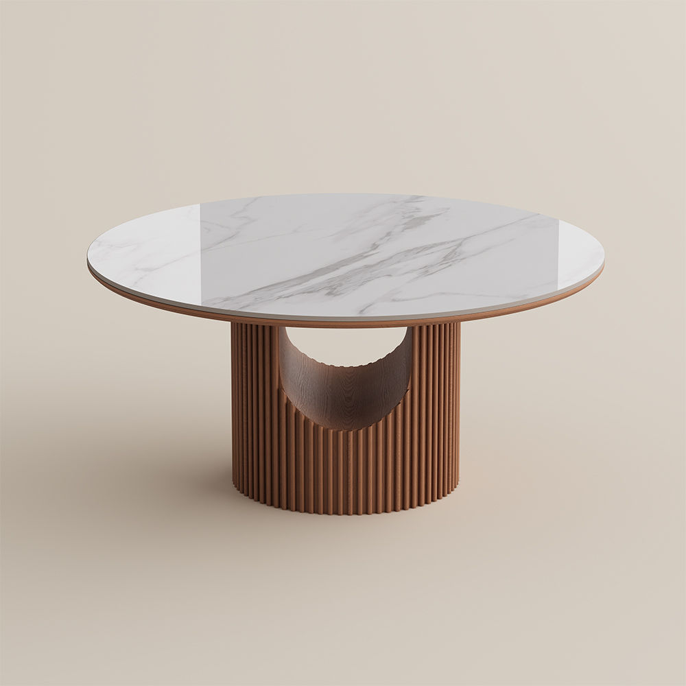 Sintered Stone White Glossy Sintered Stone Dining Room Set