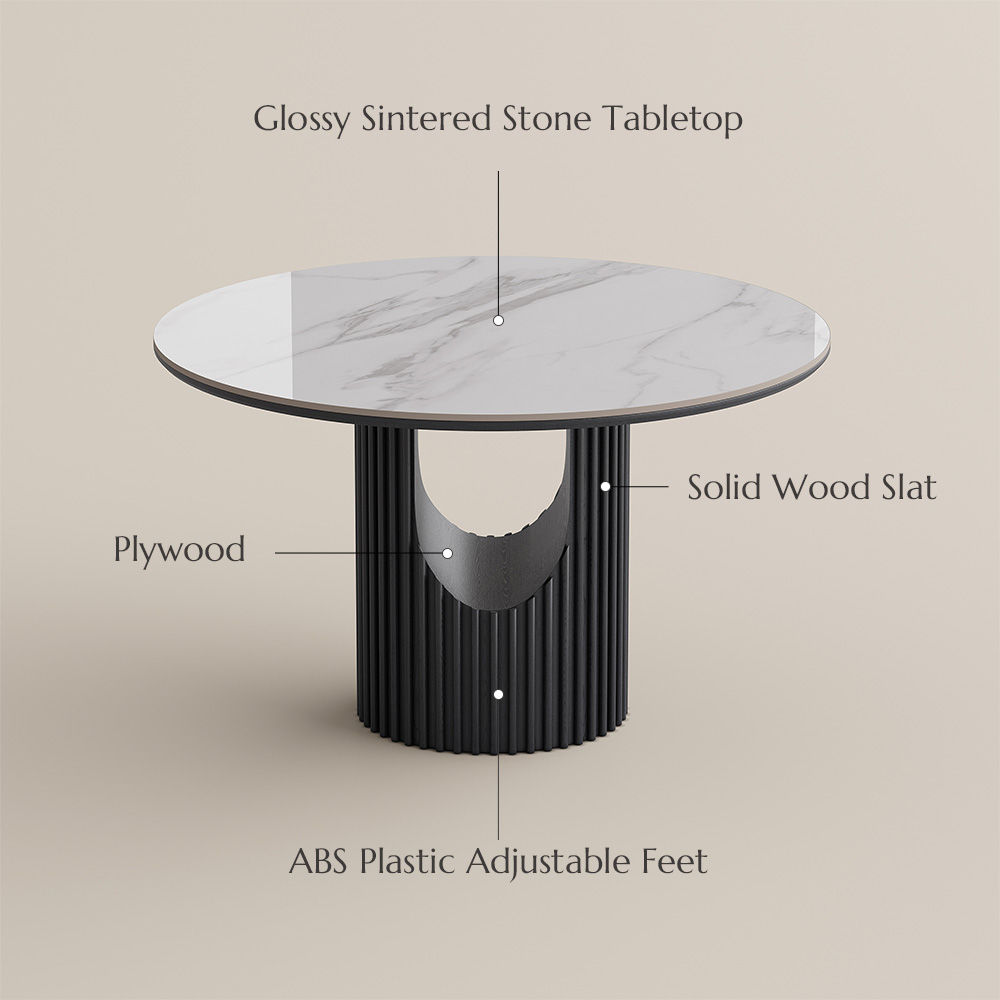 Mid Century Modern White Glossy Sintered Stone Dining Tables