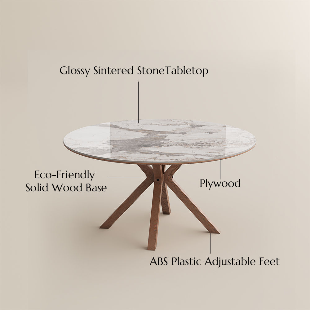Seats 6 Pandora Glossy Sintered Stone Dining Tables