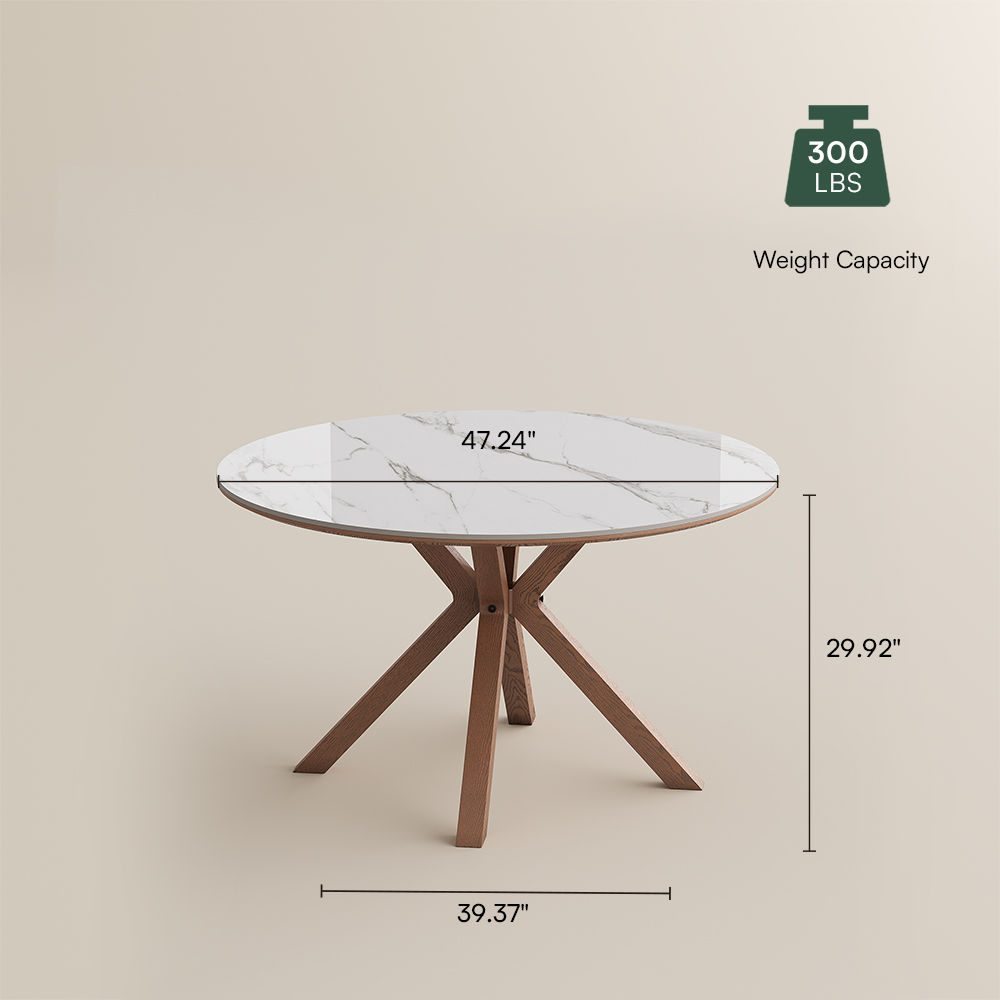 Seats 4 White Glossy Sintered Stone Dining Room Set