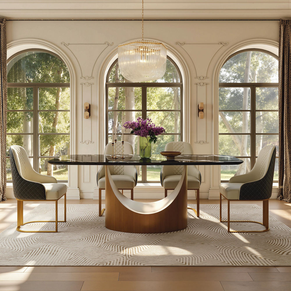 Bronze Black Natural Marble Dining Tables