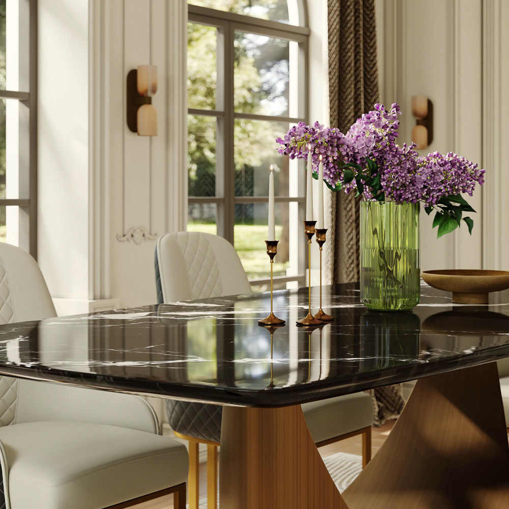 Rectangular Black Natural Marble Dining Tables