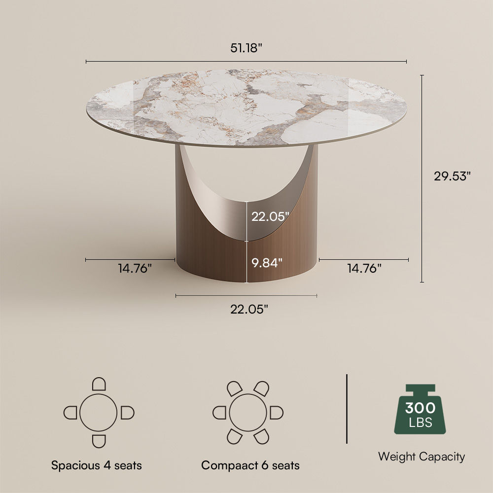 Pedestal Pandora Glossy Sintered Stone Dining Tables