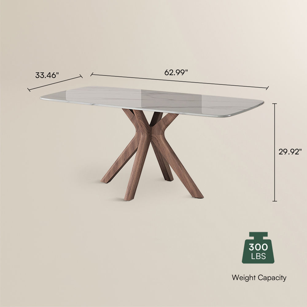Solid Wood White & Walnut Dining Room Set