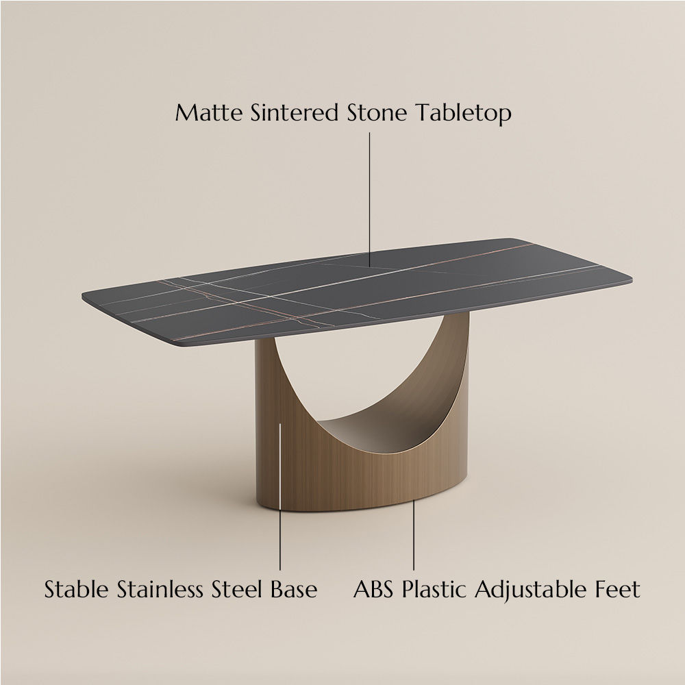 Modern Matte Black Sintered Stone Dining Tables