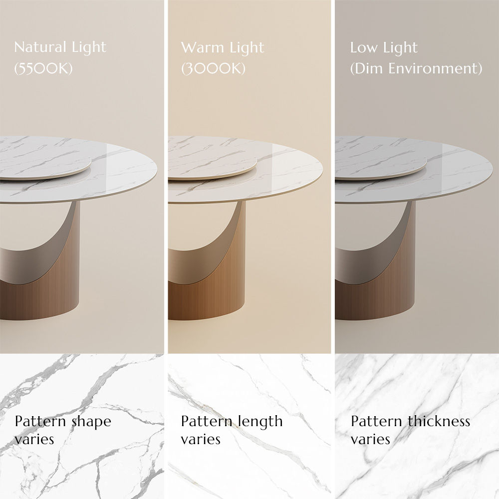 Round White Glossy Sintered Stone Dining Tables
