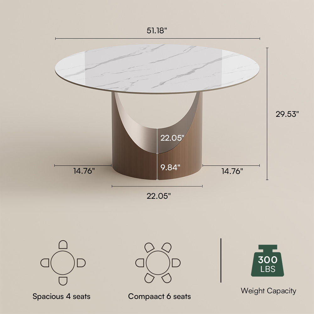 Seats 4 White Glossy Sintered Stone Dining Tables