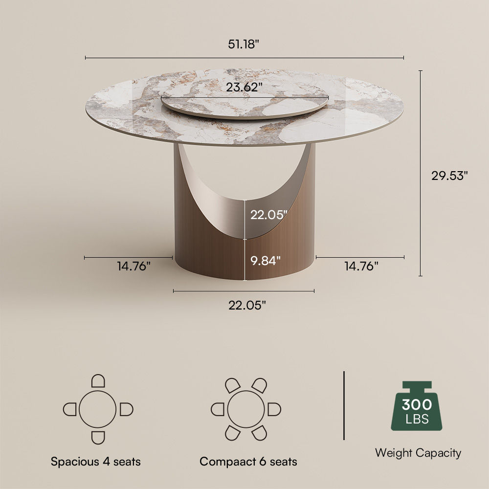 Stainless Steel Pandora Glossy Sintered Stone Dining Tables
