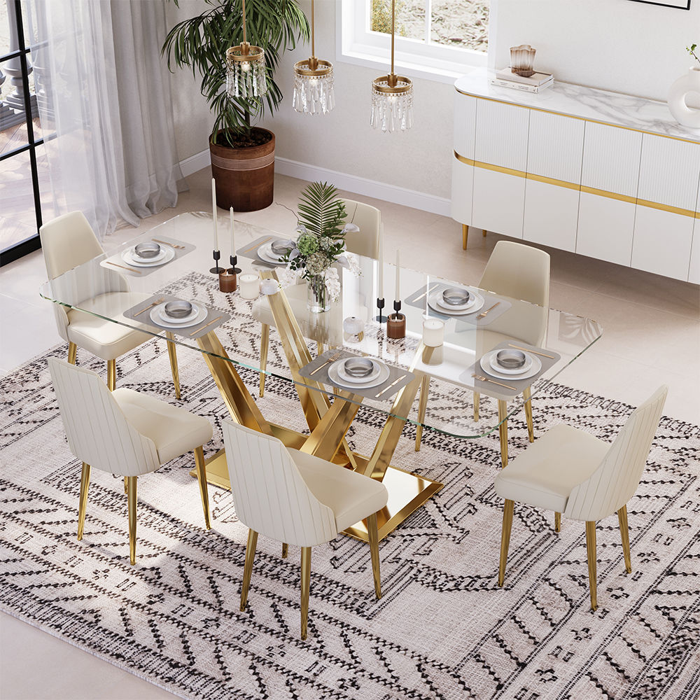Partly Assemble Tempered Glass Dining Tables