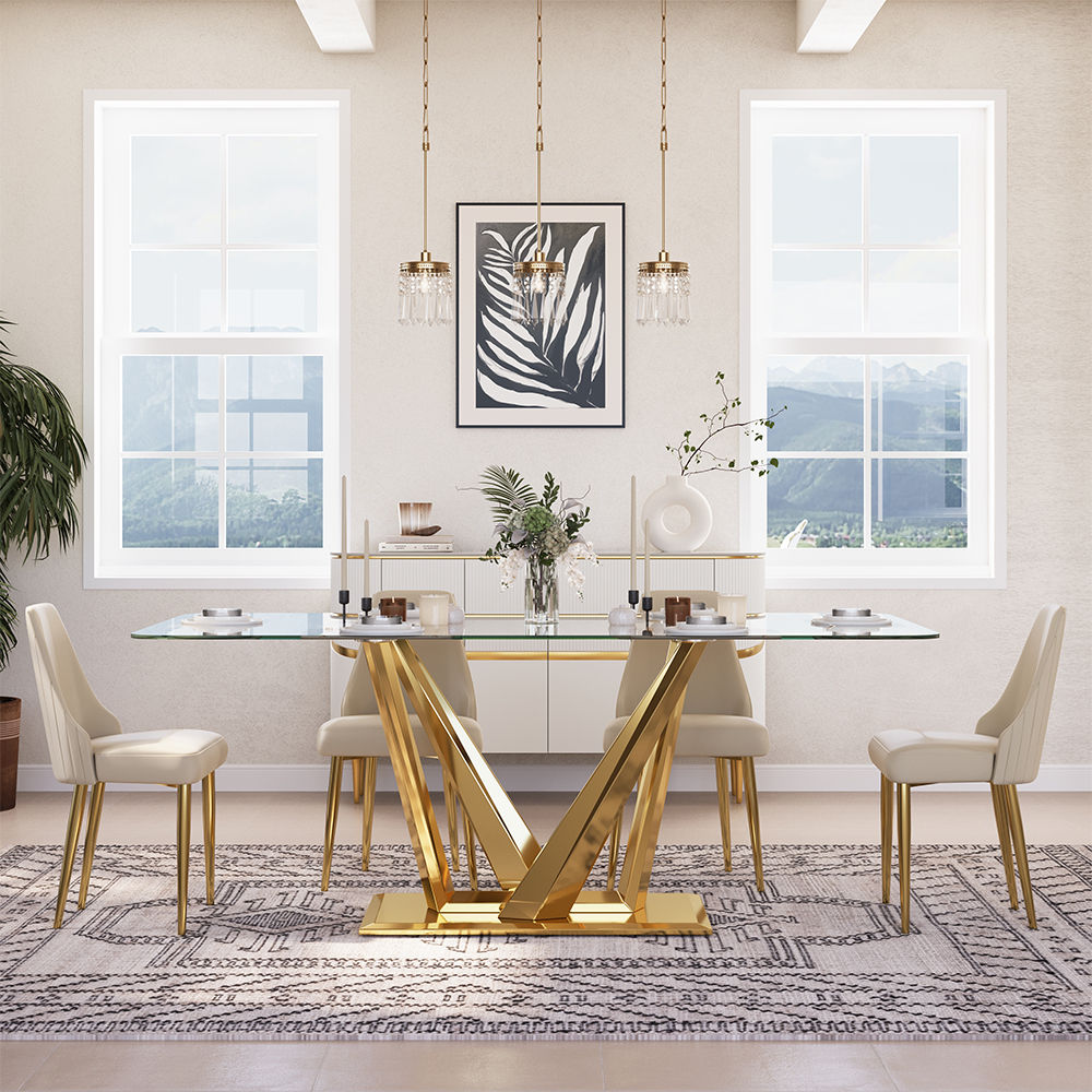 Clear Tempered Glass Dining Tables