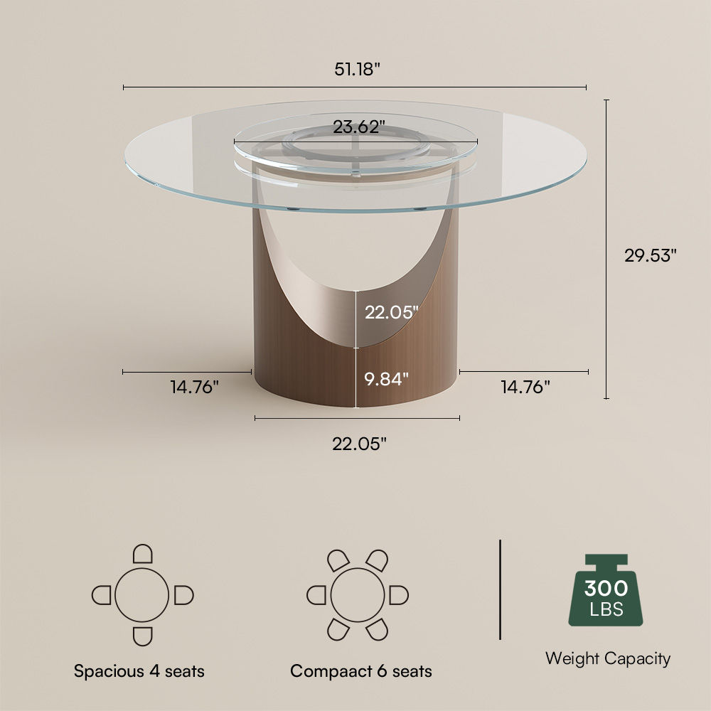 Kitchen Clear Tempered Glass Dining Tables
