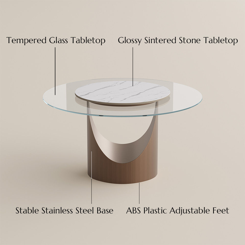 Round Clear Tempered Glass Dining Tables