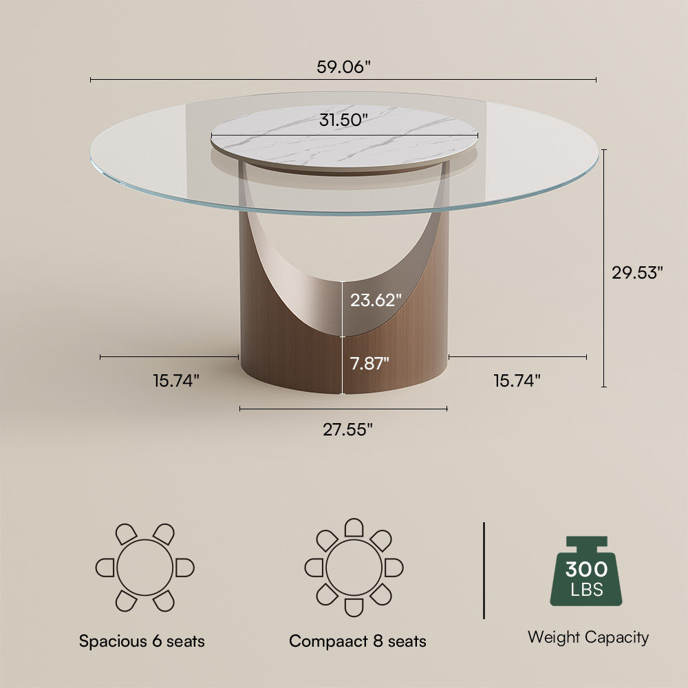 Hobart Clear Tempered Glass Dining Tables