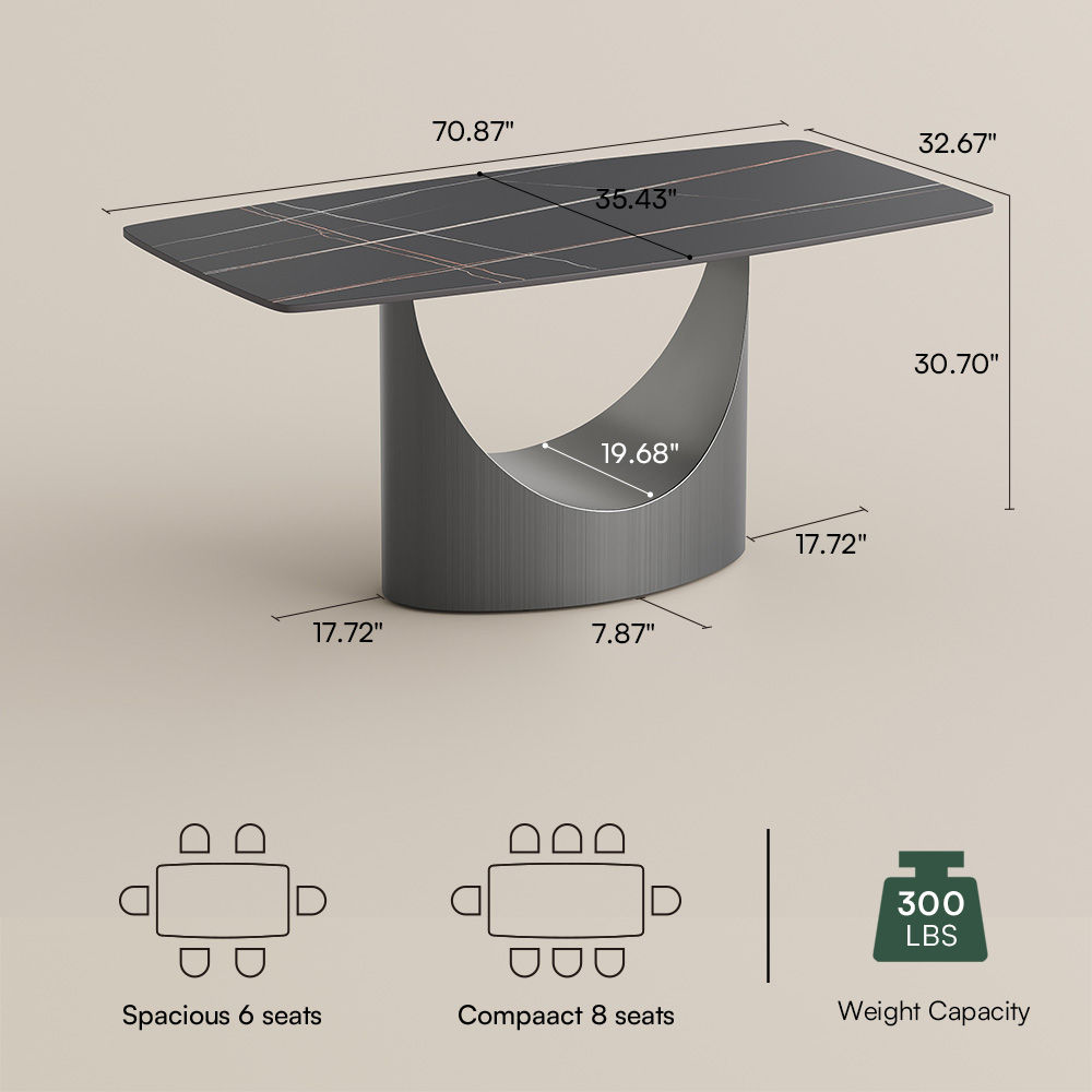 Hobart Matte Black Sintered Stone Dining Tables