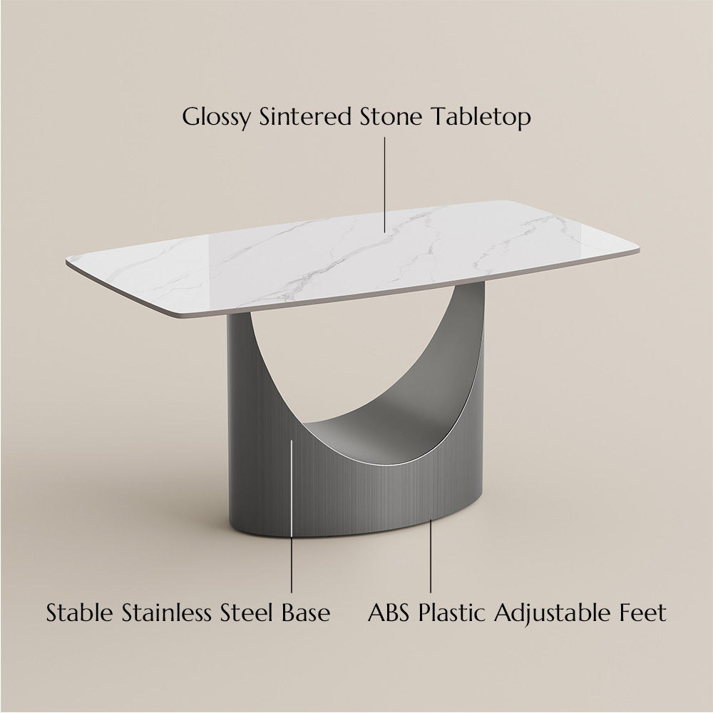 White Matte White Sintered Stone Dining Tables