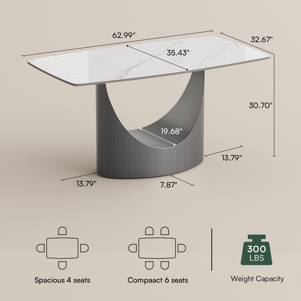 Curved Matte White Sintered Stone Dining Tables