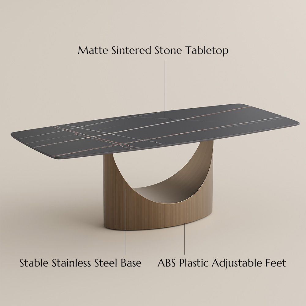 Seats 4 Matte Black Sintered Stone Dining Tables
