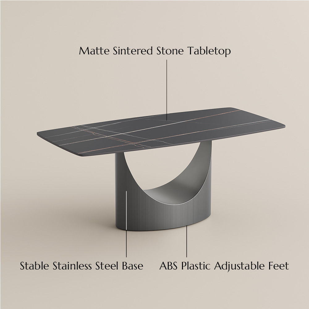 Modern Matte Black Sintered Stone Dining Tables