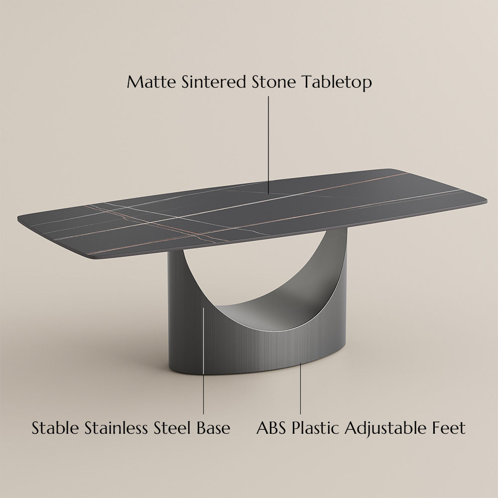 with Chairs Black Matte Sintered Stone Dining Room Set