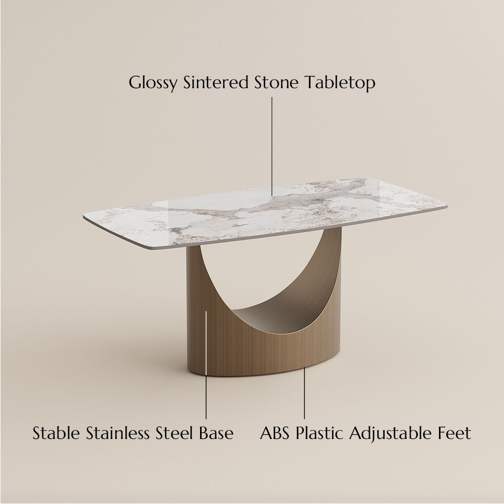 with Chairs Pandora Glossy Sintered Stone Dining Room Set