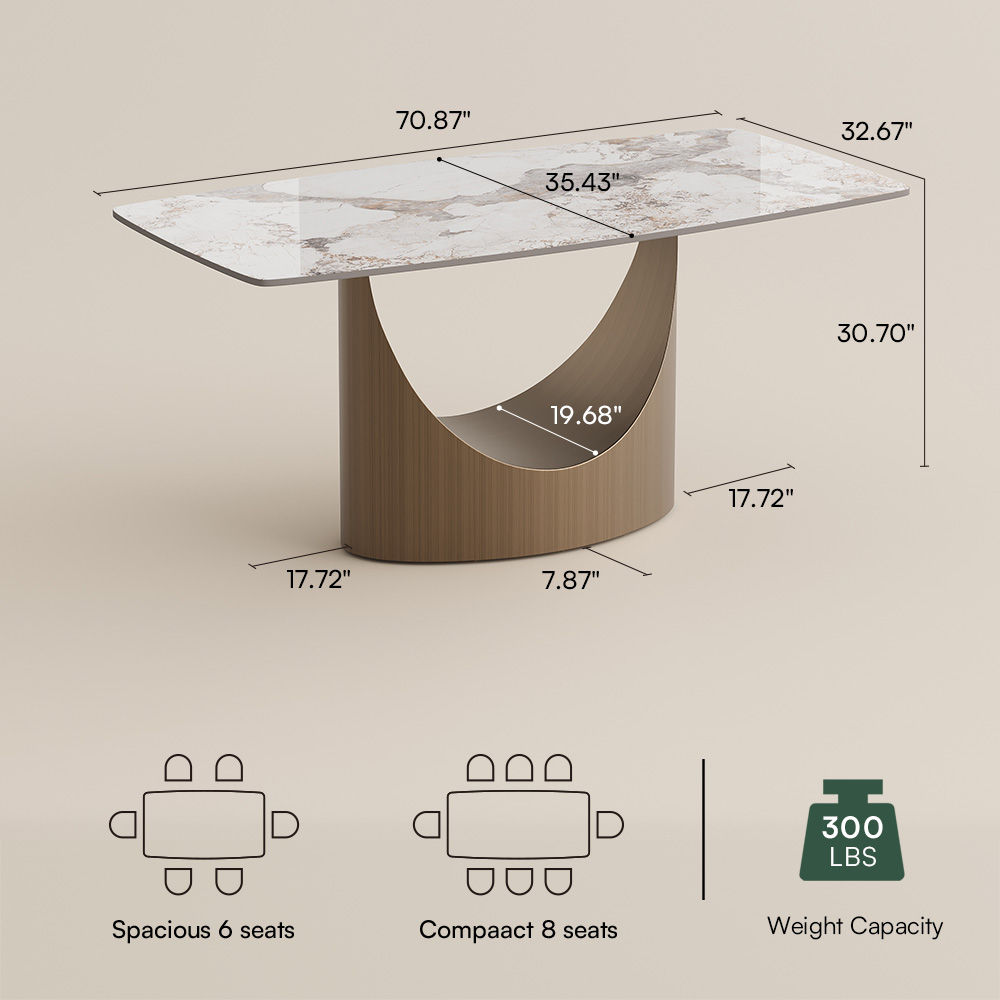 Rectangular Pandora Glossy Sintered Stone Dining Room Set