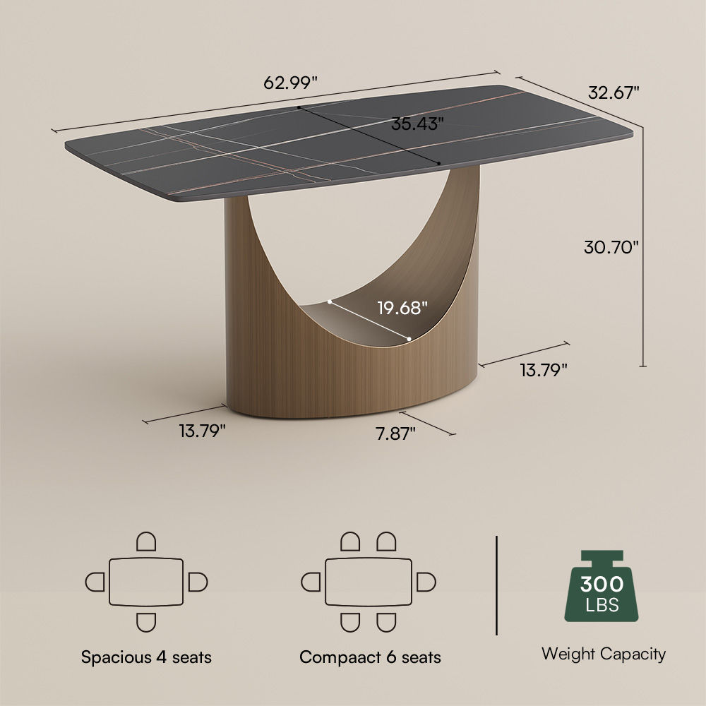 Modern Matte Black Sintered Stone Dining Tables