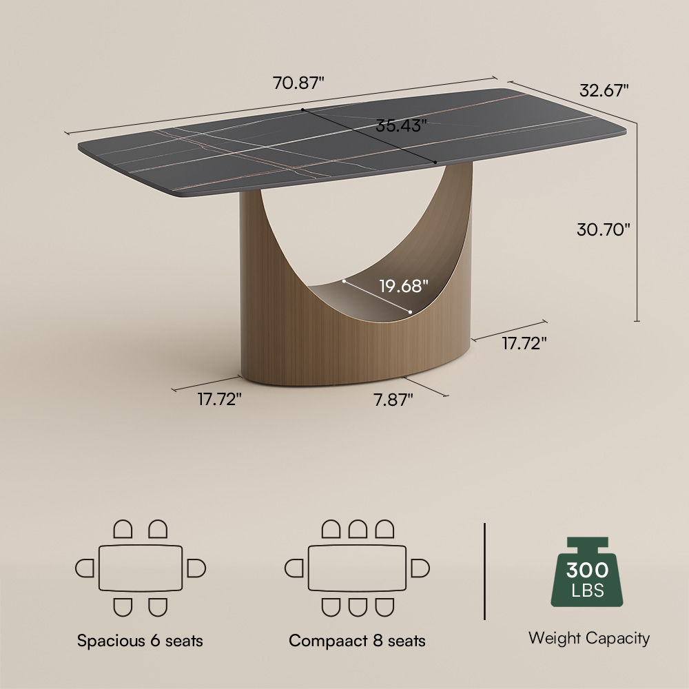 Stainless Steel Matte Black Sintered Stone Dining Tables