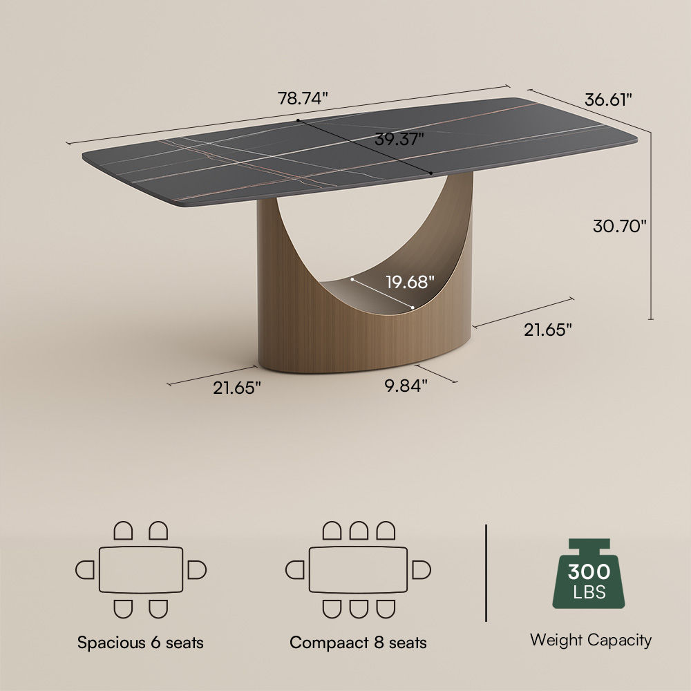 Modern Matte Black Sintered Stone Dining Tables