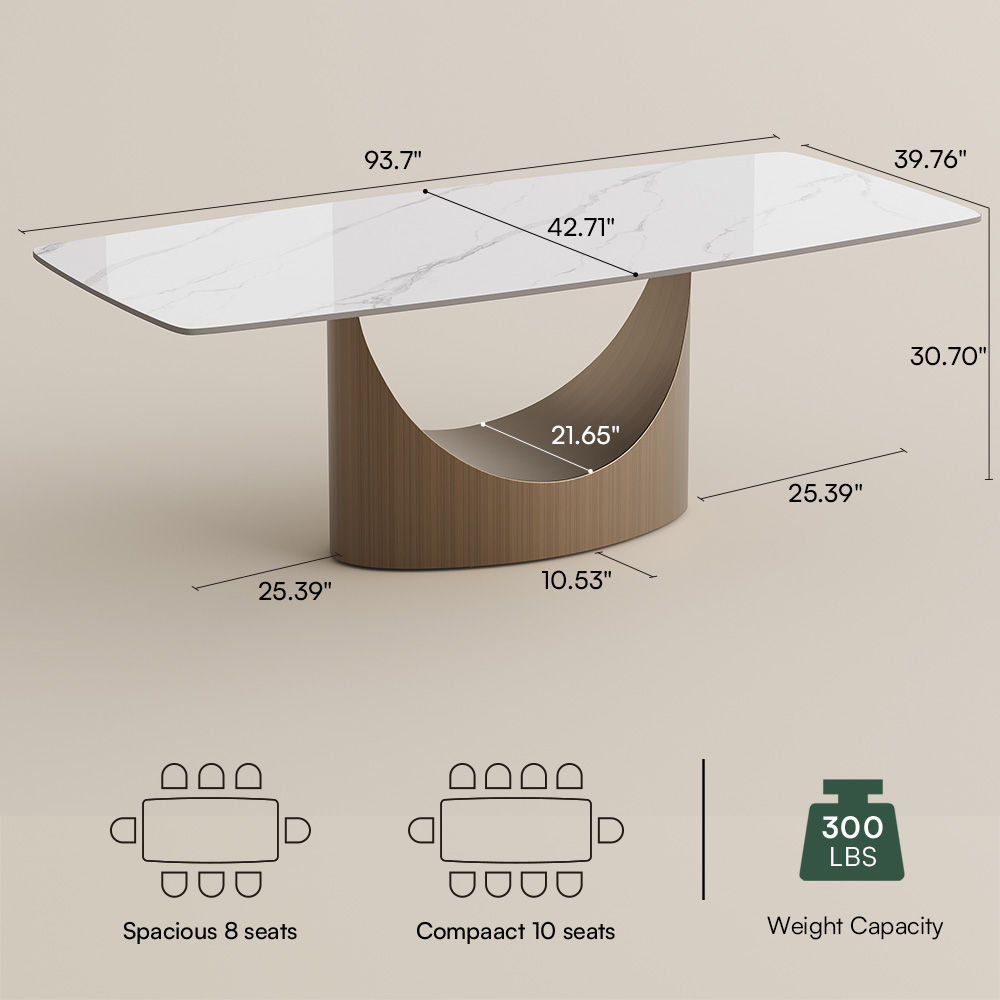 Rectangular Matte White Sintered Stone Dining Tables